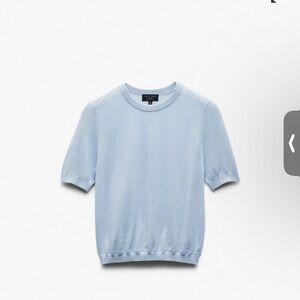 rag & bone Light Blue Adeline LTWT Cashmere Short Sleeve - NEW with tags